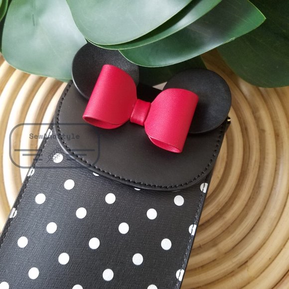 Kate Spade Minnie Mouse Disney N/S Phone Crossbody Bag Purse Black White - Picture 5 of 11